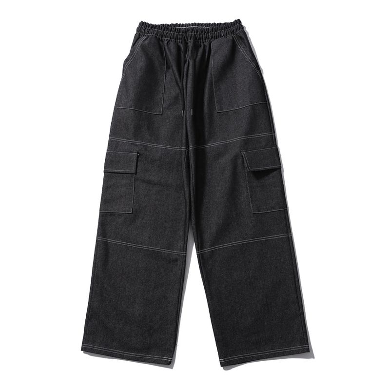 SEARCH410(サーチ410)の「DENIM STITCH WIDEPANTS BLACK(Pants)」