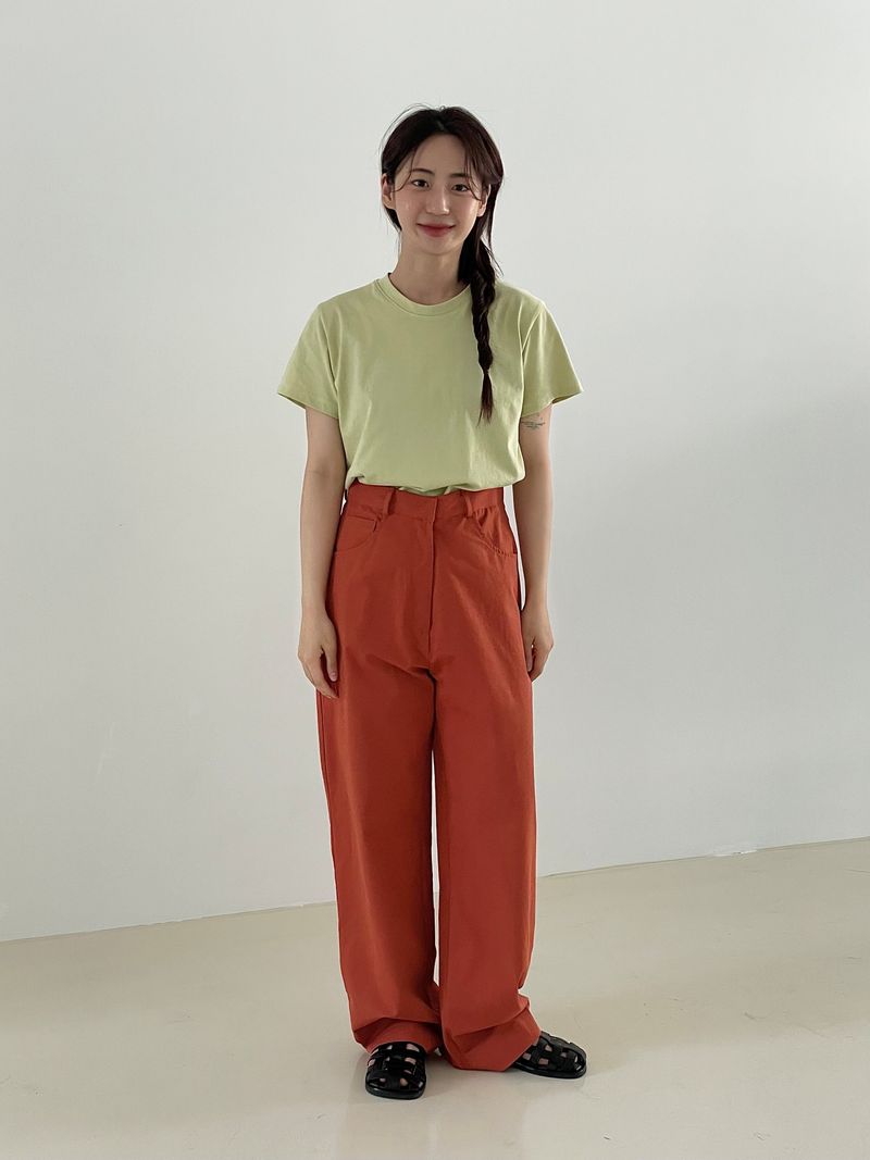 Vivid color cotton pants
