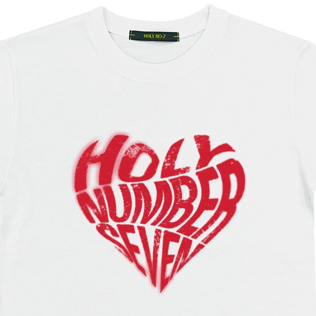ハートグラフィックスリムフィット半袖Tシャツ_ホワイト&レッド