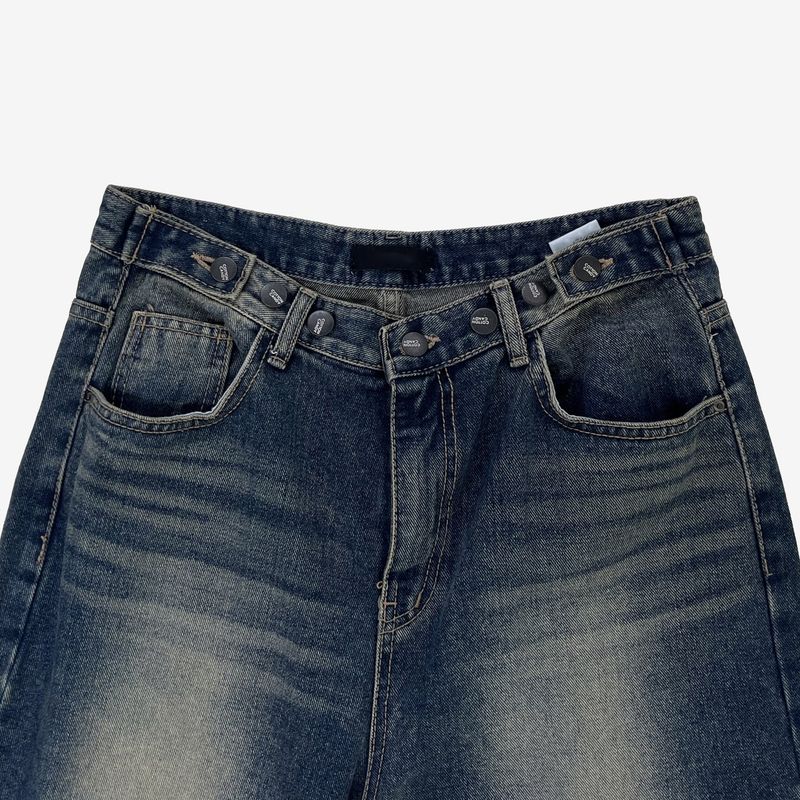 Keevy Button Wide Denim Pants