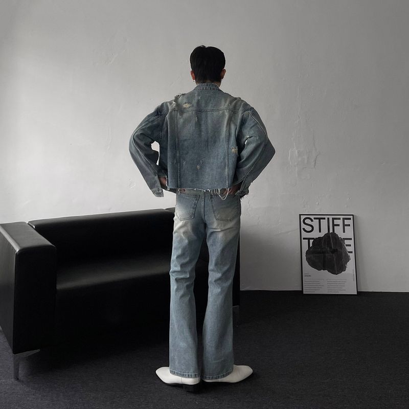 MG624,625 incision damage jean jacket (2 colors)