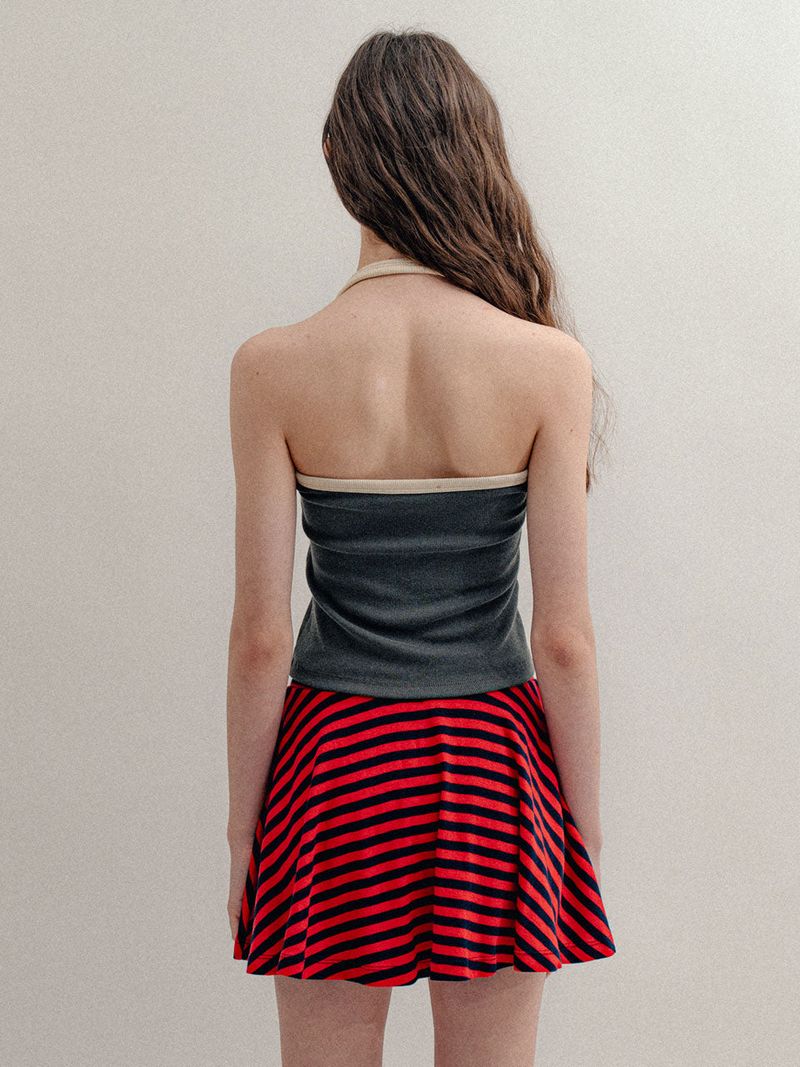 Striped Mini Skirt_Red