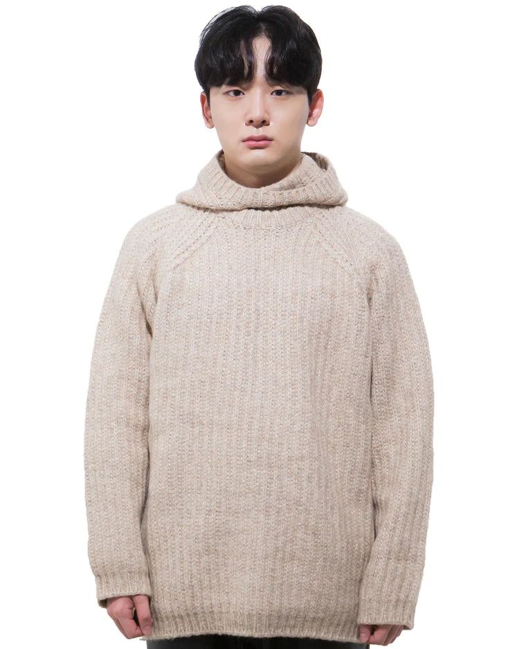 フードつきニット-BEIGE (送料込)- WooStore