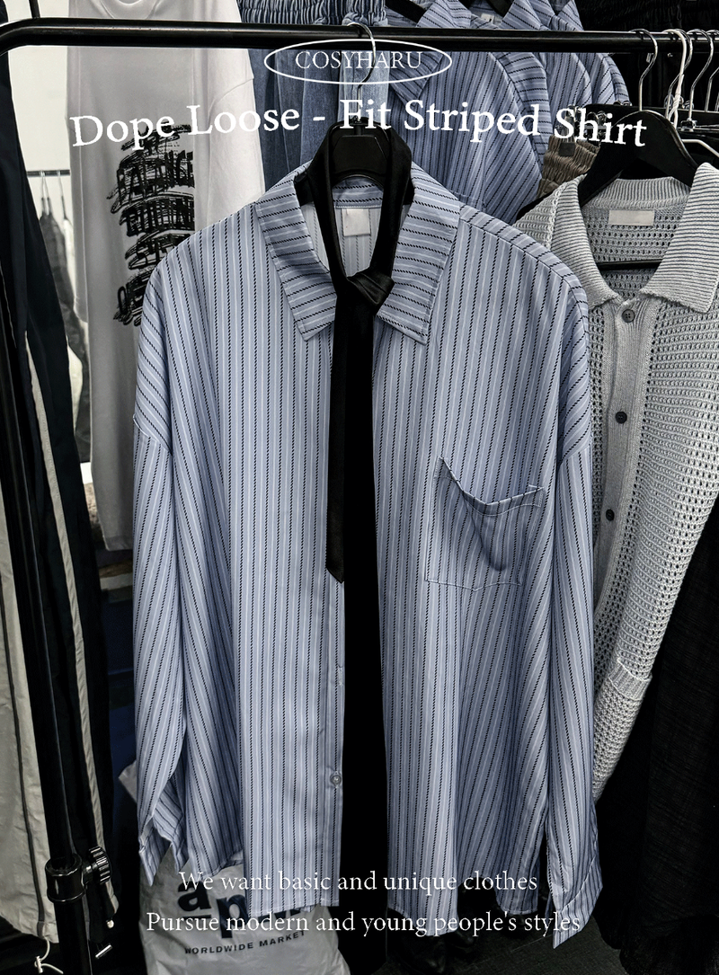 COSYHARU(コシハル)の「loose-fit striped shirt(Tops)」