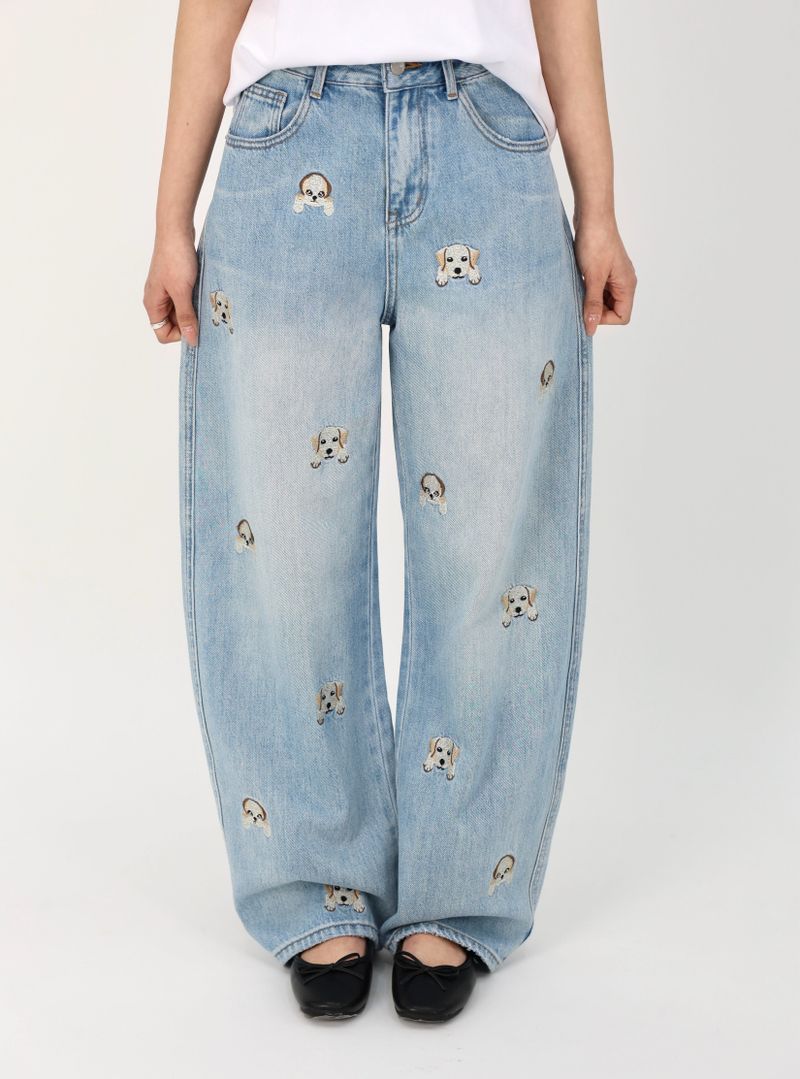 PUPPY EMBROIDERED CURVED DENIM code 26225
