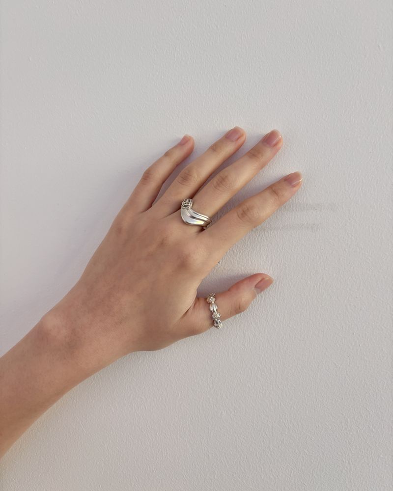[925SILVER] RUCHE ROSE WAVE FRILL RING