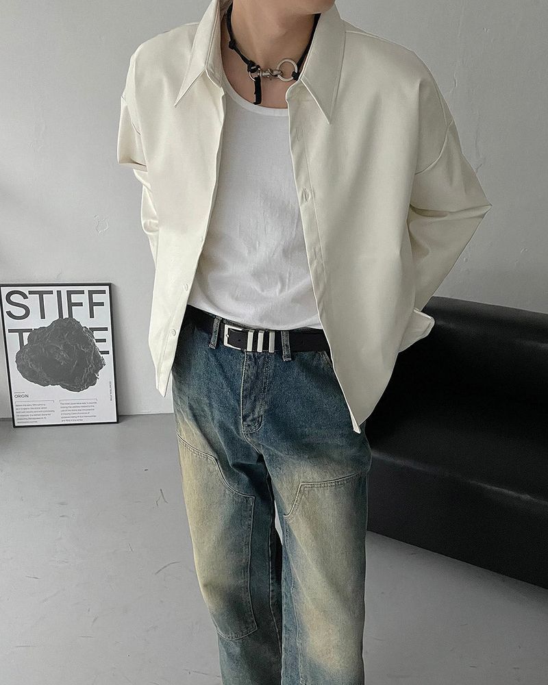 ECT Leather Crop Shirt (2 colors)