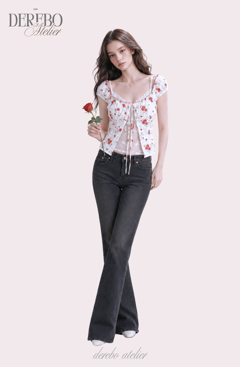 Red Rose Lace Layered Blouse