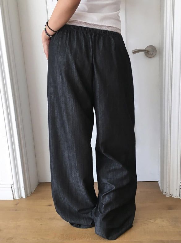 Appe Nonfade Banding Raw Wide Denim Pants