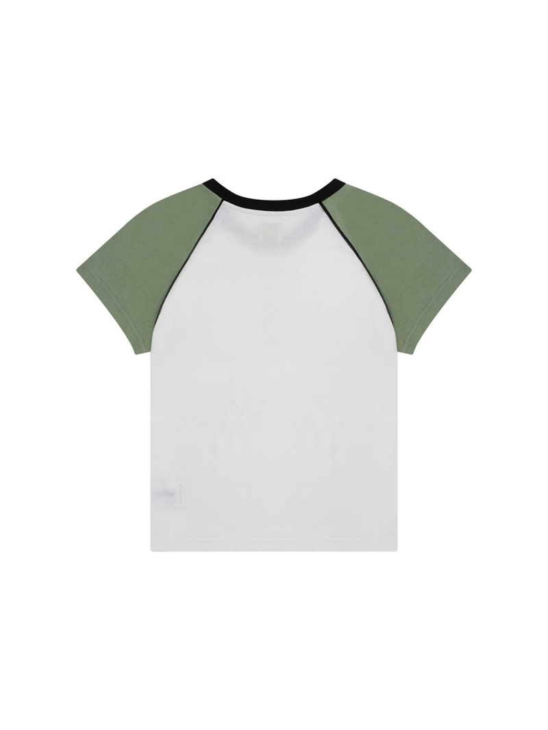 1/2 MULTI SKULL RAGLAN TEE (WHITE/GREEN)