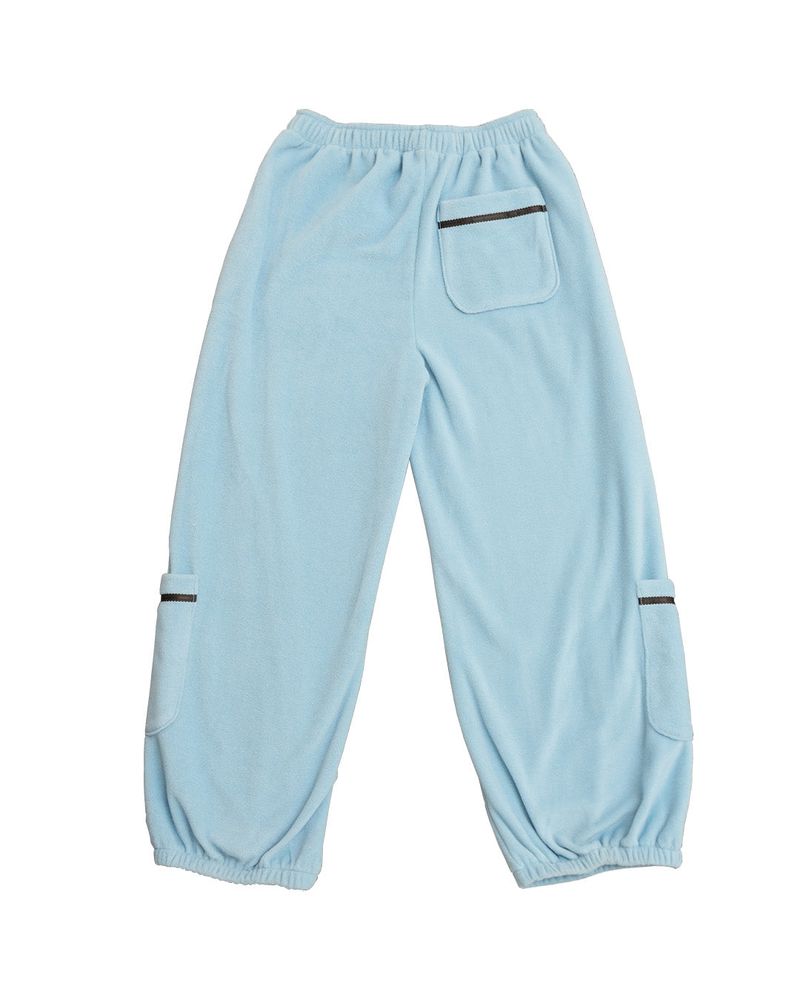 Ribbon tape fleece pants / sky