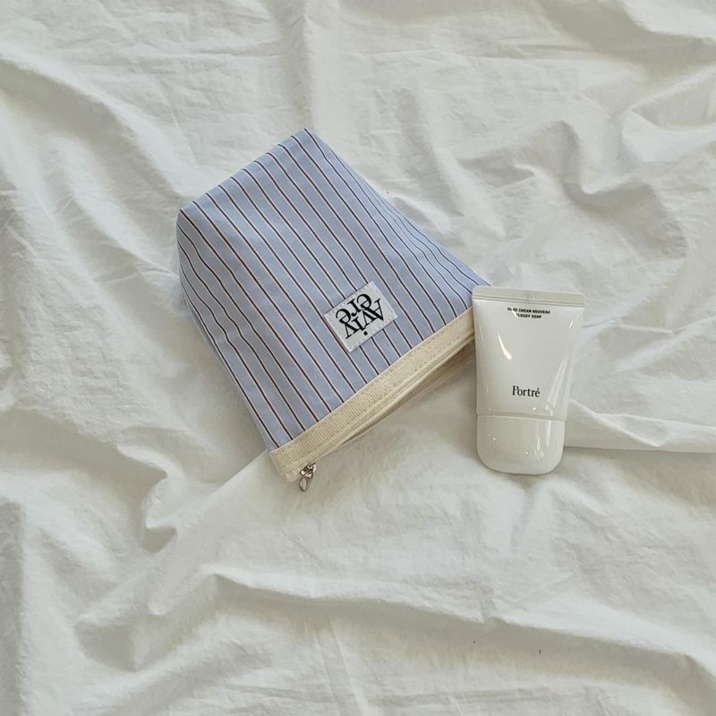 Avivere(アビベール)の「classic pouch_stripe skyblue brown(Miscellaneous Goods/Stationery)」