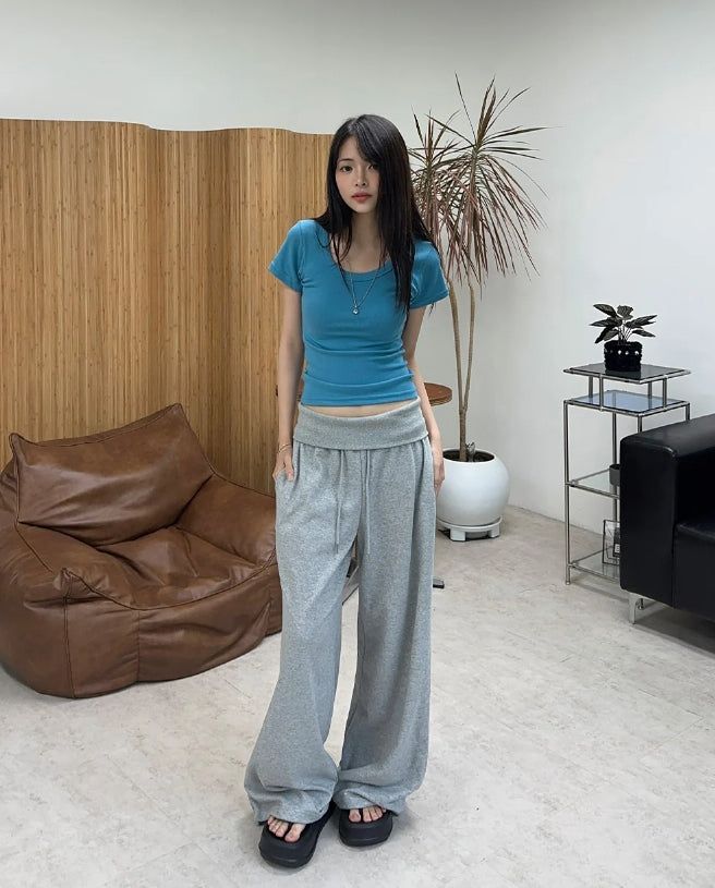 Aran Fold Waist Wide Pants