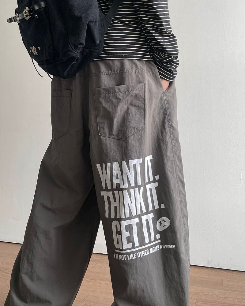 ウィッシュ プリント ナイロン パンツ