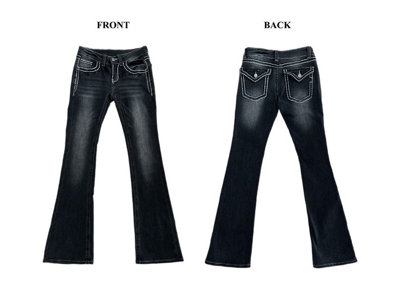 Back Pocket Contrast Stitch Gradient Low-Rise Bootcut Pants