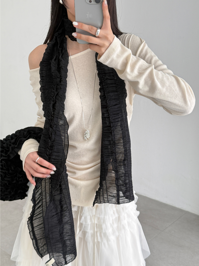 crinkled veil scarf (2color)
