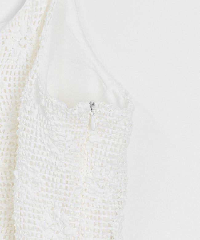 Foreri Punching Lace Layered Strap Sleeveless Mini One Piece