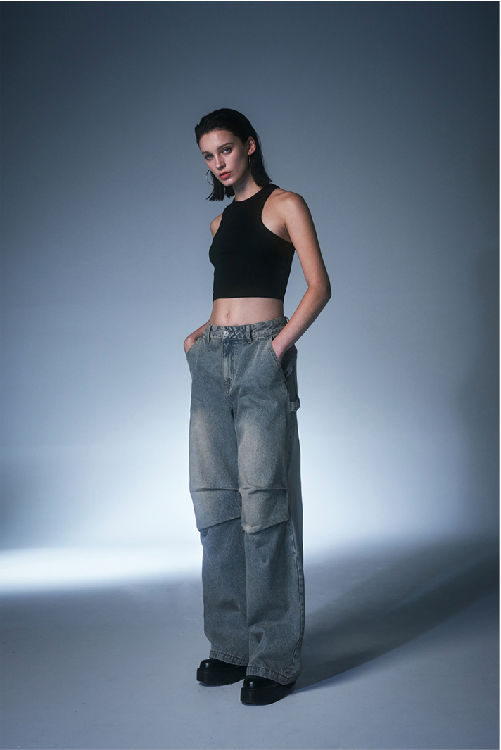 Parachute Washing Wide Denim Pants