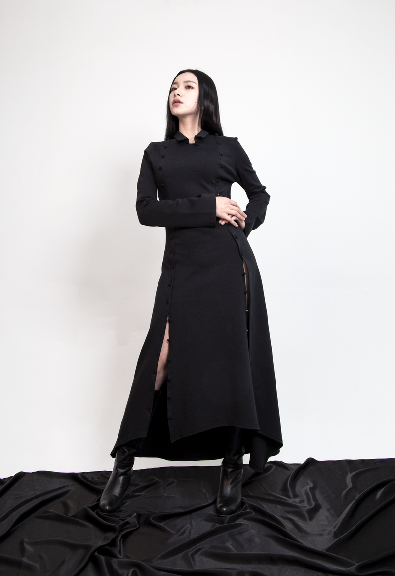 Button Maxi Dress #Black