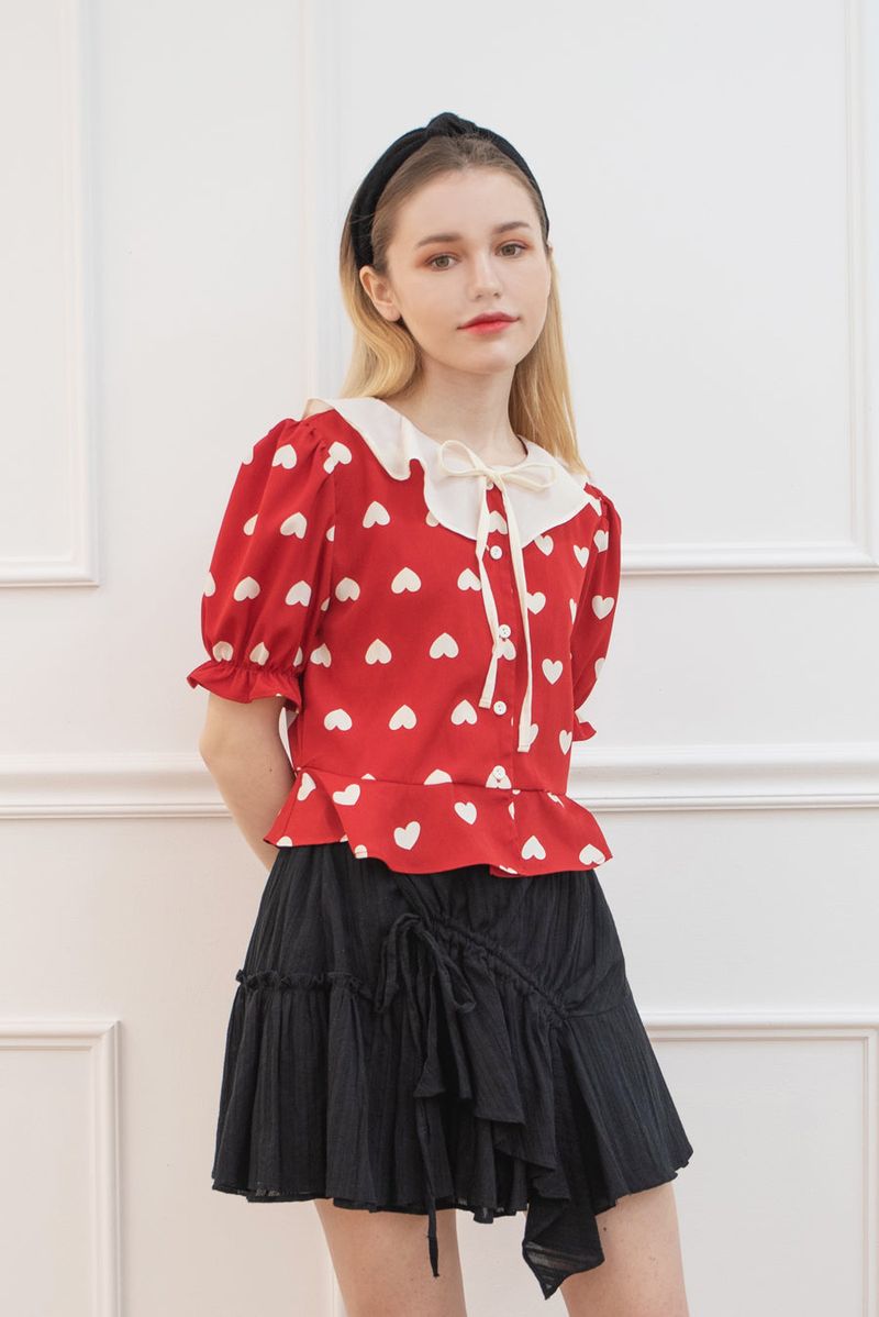 heart shirring blouse