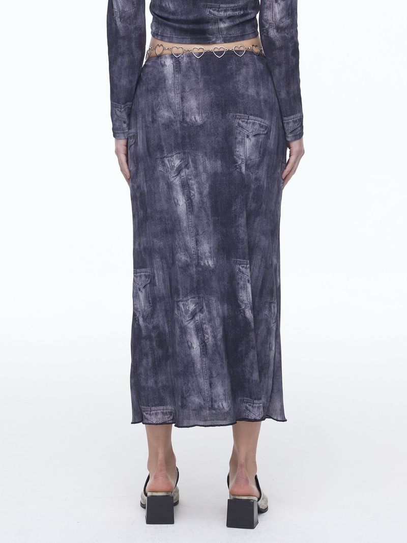 Denim Mesh Long SK(BK)