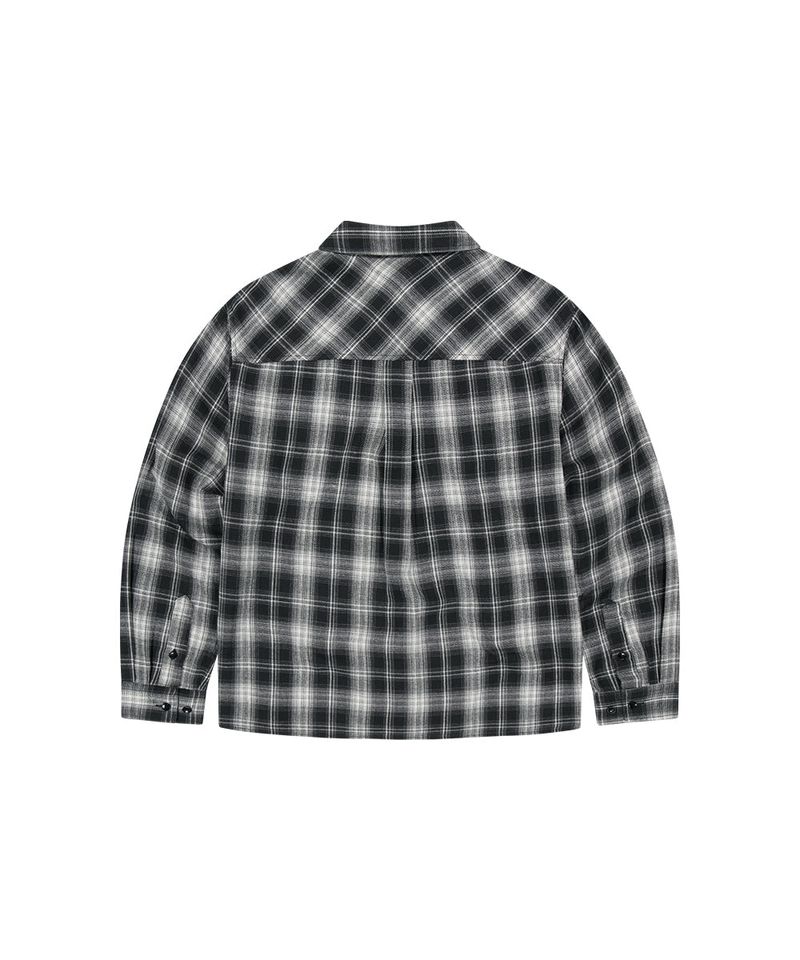 TWO POCKET CROP CHECK SHIRT_BLACK