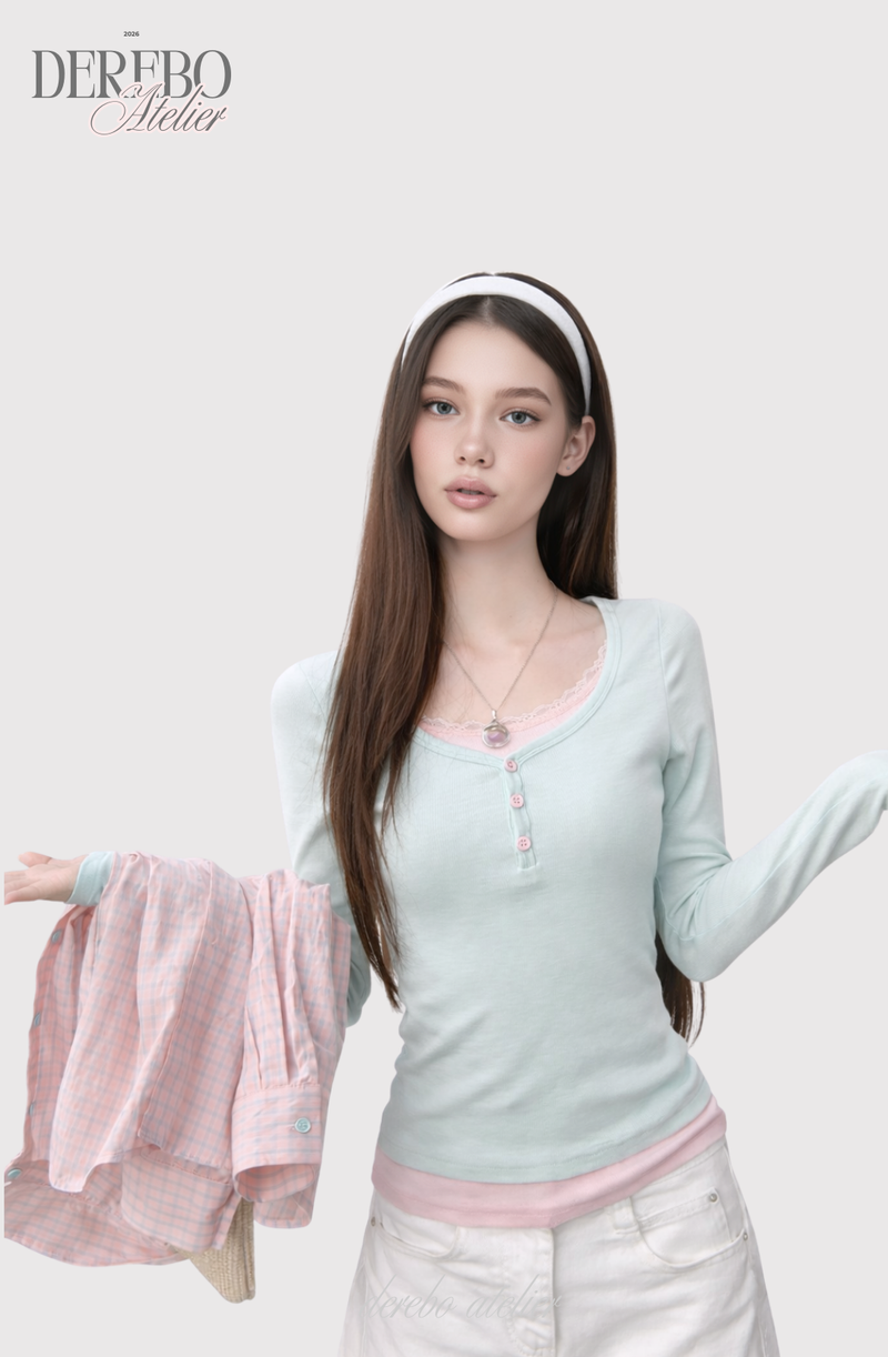 Mint pink layered t-shirt