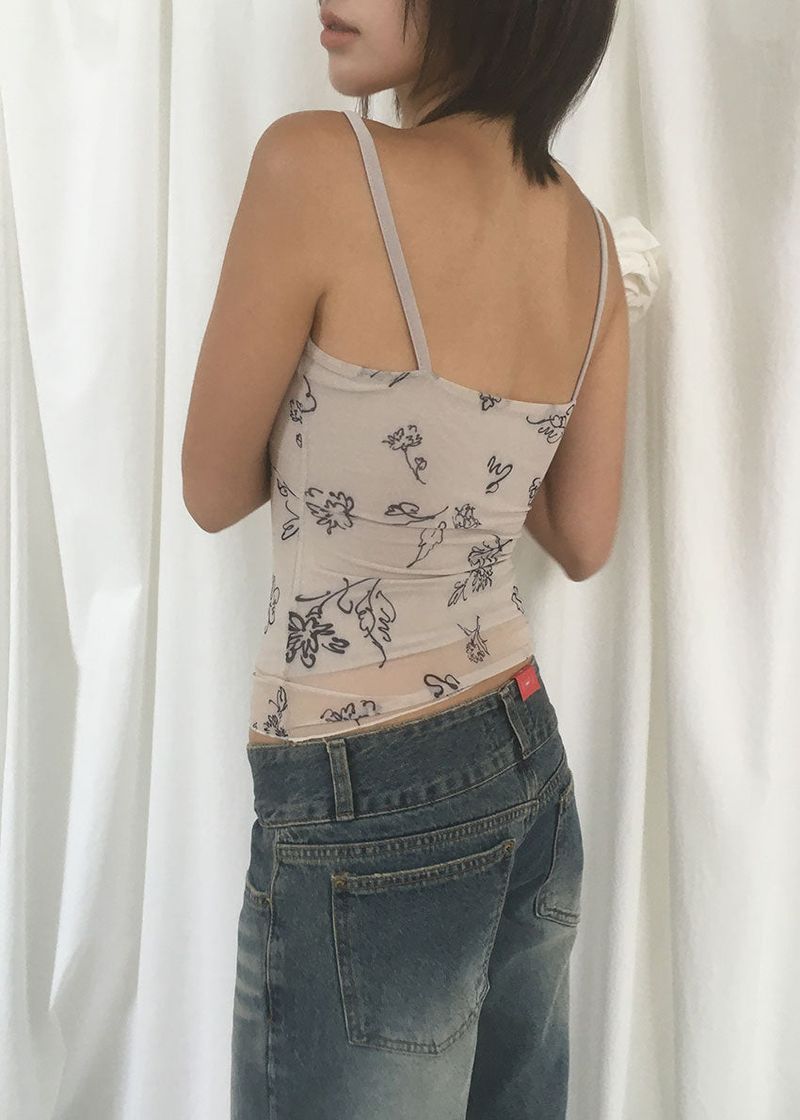 DRAWING MESH SLEEVELESS (3color)