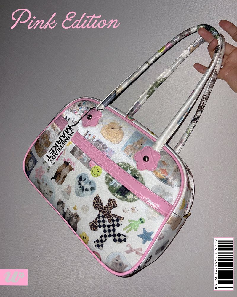 UNSTEADYMARKET（アンステディマーケット）の「コラージュトートバッグ_ピンク（バッグ）」
