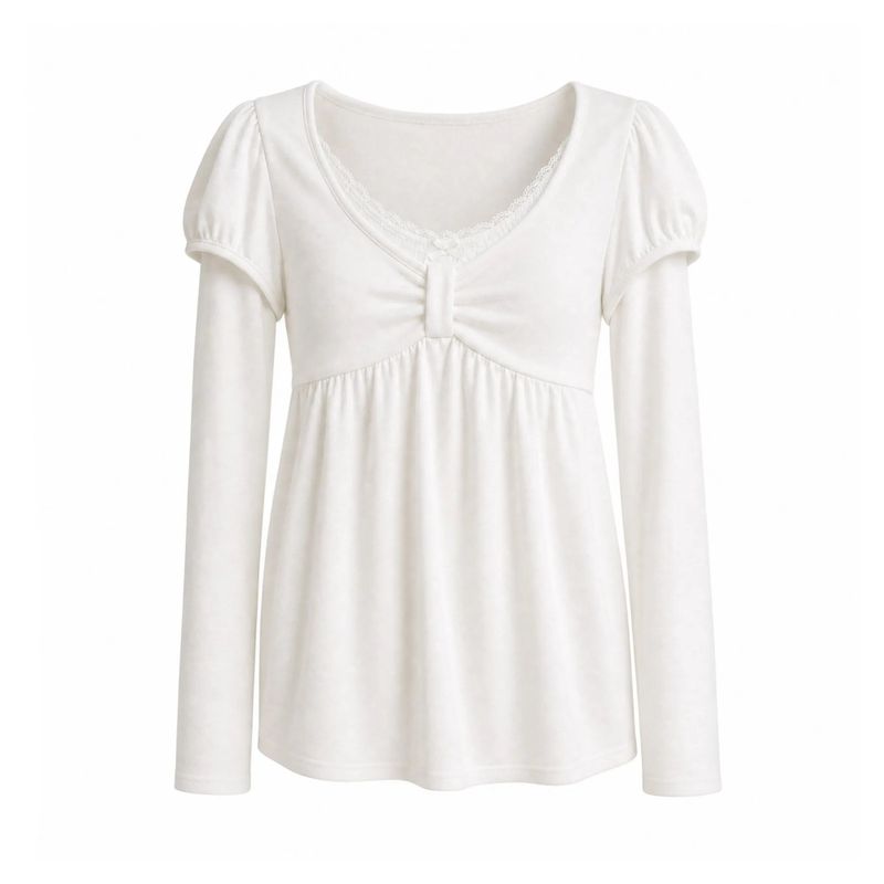 Fleur Shirring layered T-shirt