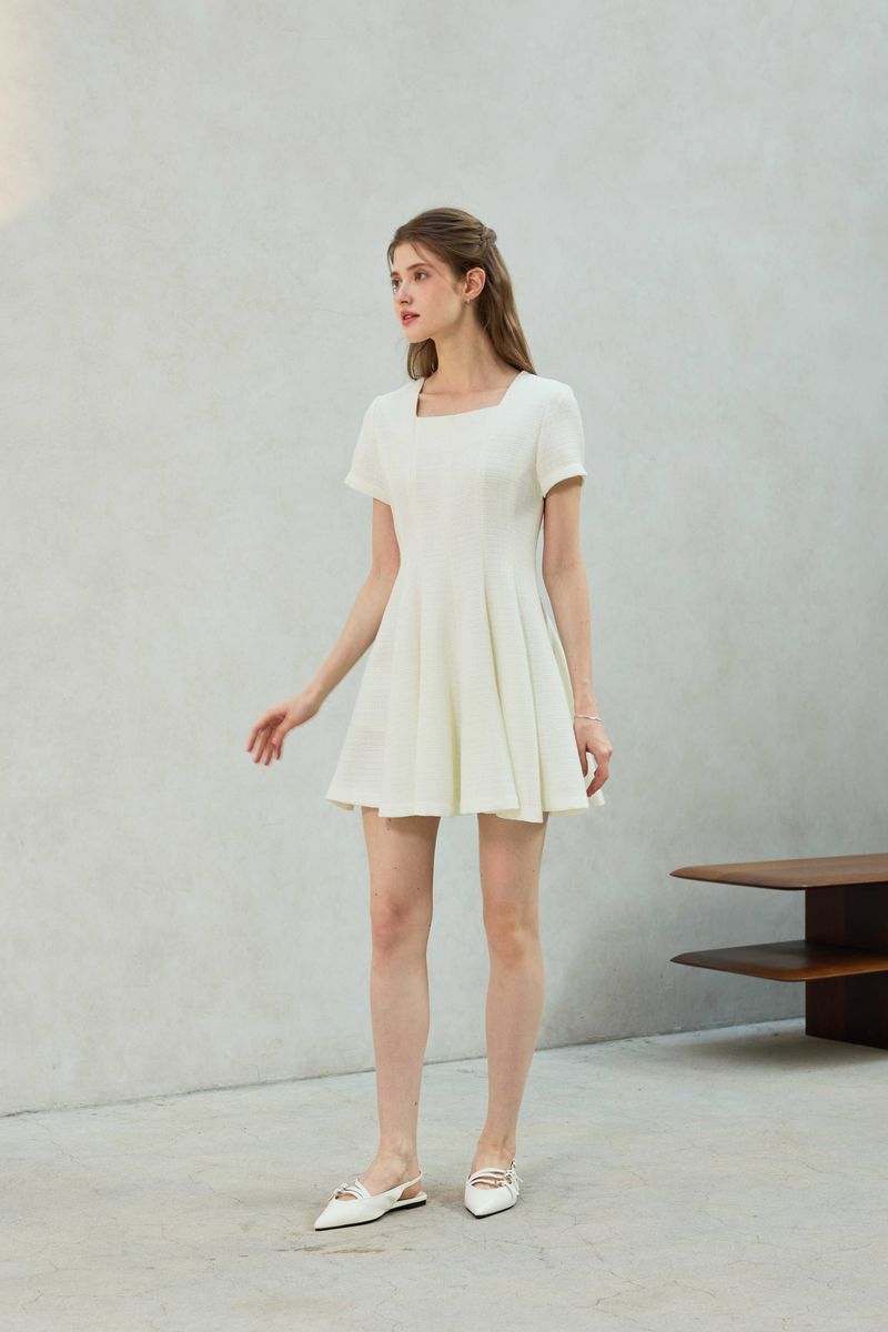 LANI TWEED DRESS / WHITE