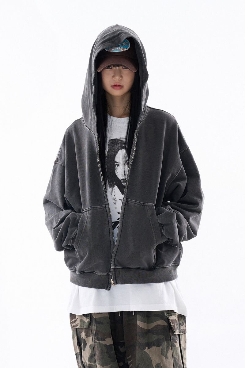Raucohouse(ラウコハウス)の「Belize vintage washed hooded zip-up(Tops)」