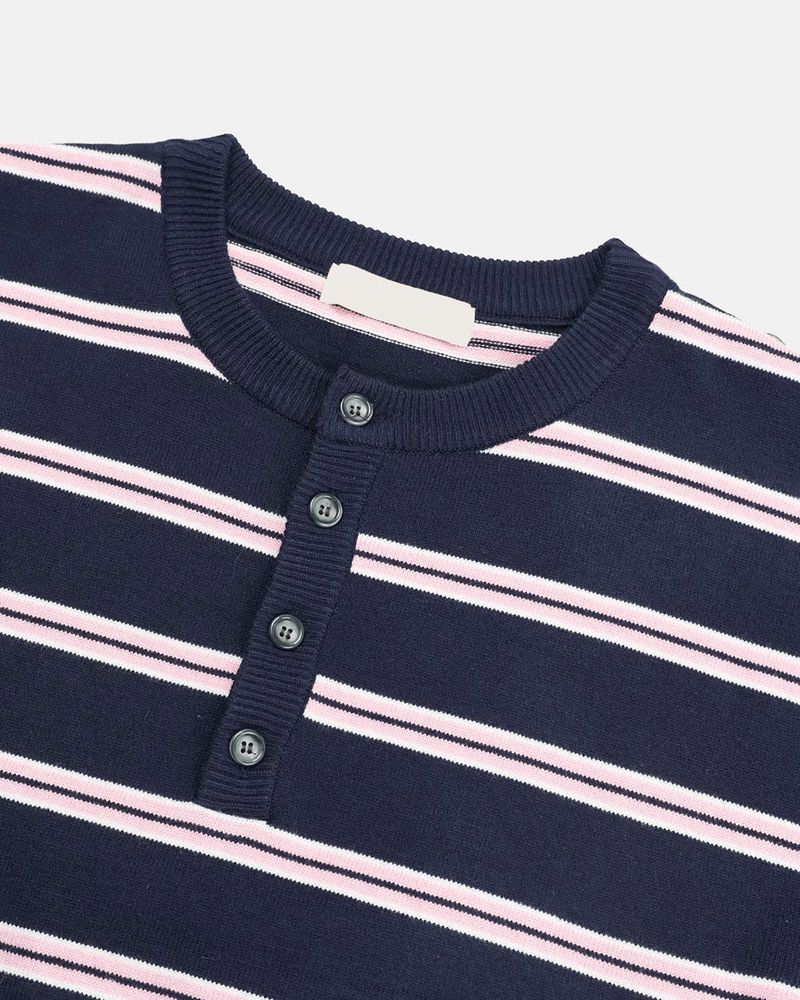 Diron Striped Henley Knit