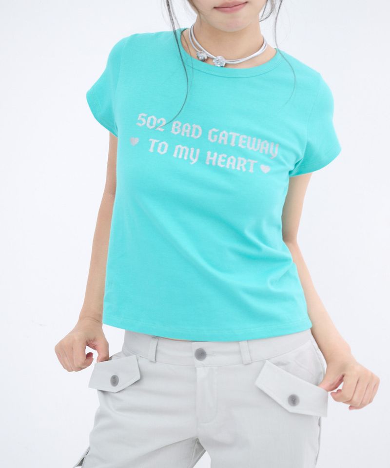 502 GLITTER LETTERING T SHIRT - MINT