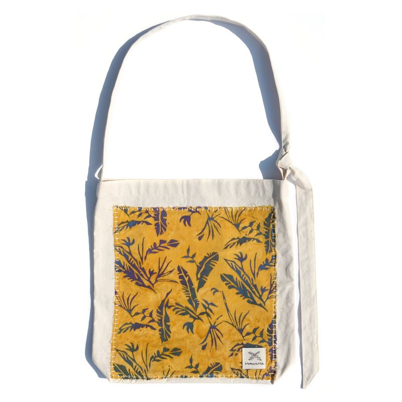 [Patchwork Canvas Bag] Banana Leaves - Mustard