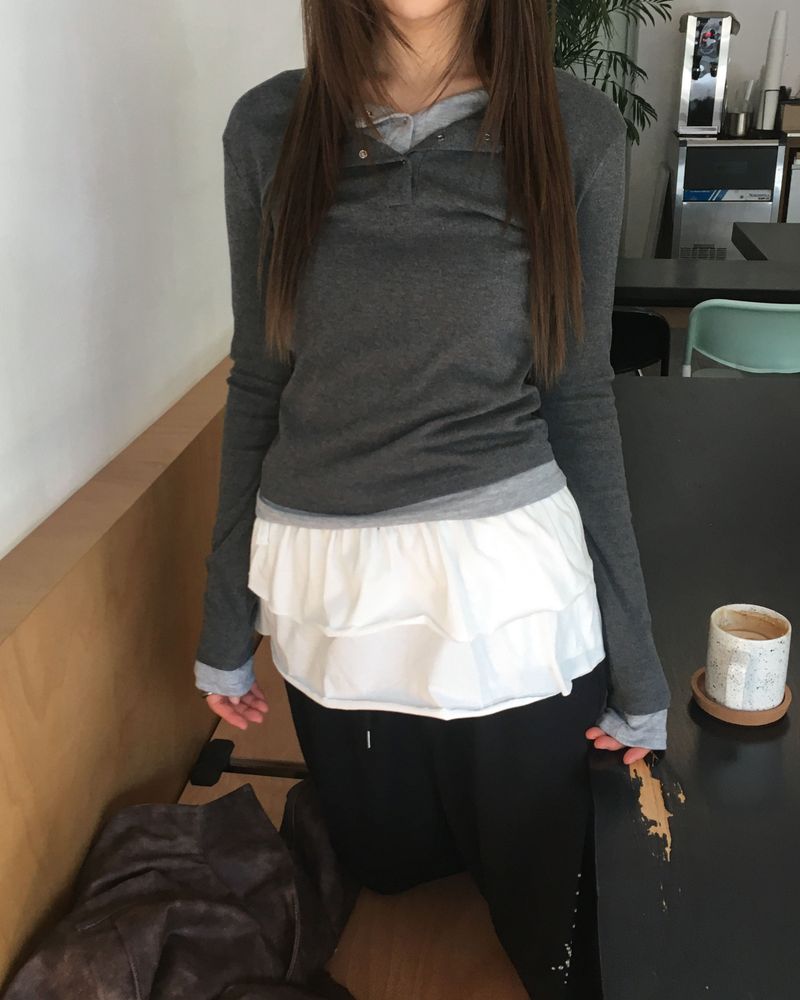 Shirring layered skirt