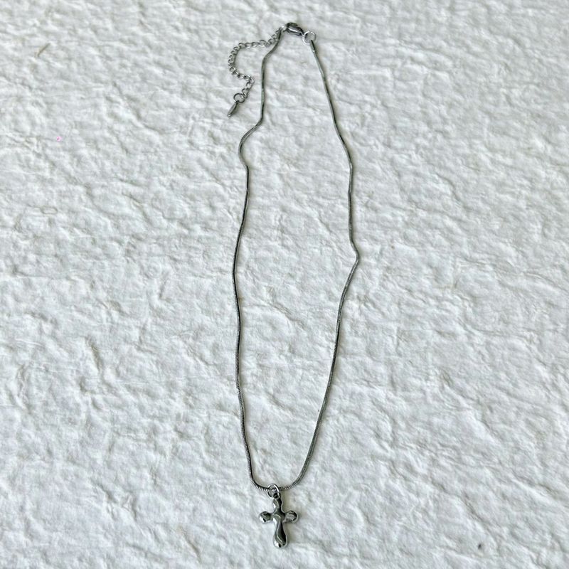 Liquid Silver Cross Necklace