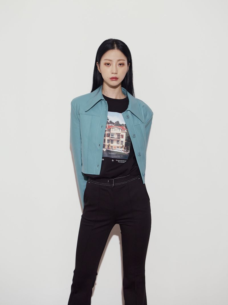 CROP LEATHER JACKET - MINT