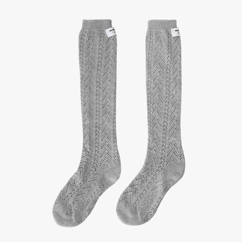 CROCHET LACE KNEE SOCKS (GRAY)