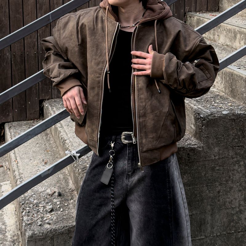 Neren Hood Bomber Leather Padding