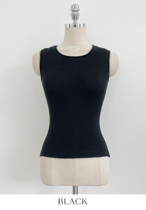 Rehel Square Neck Ribbed Knit Sleeveless