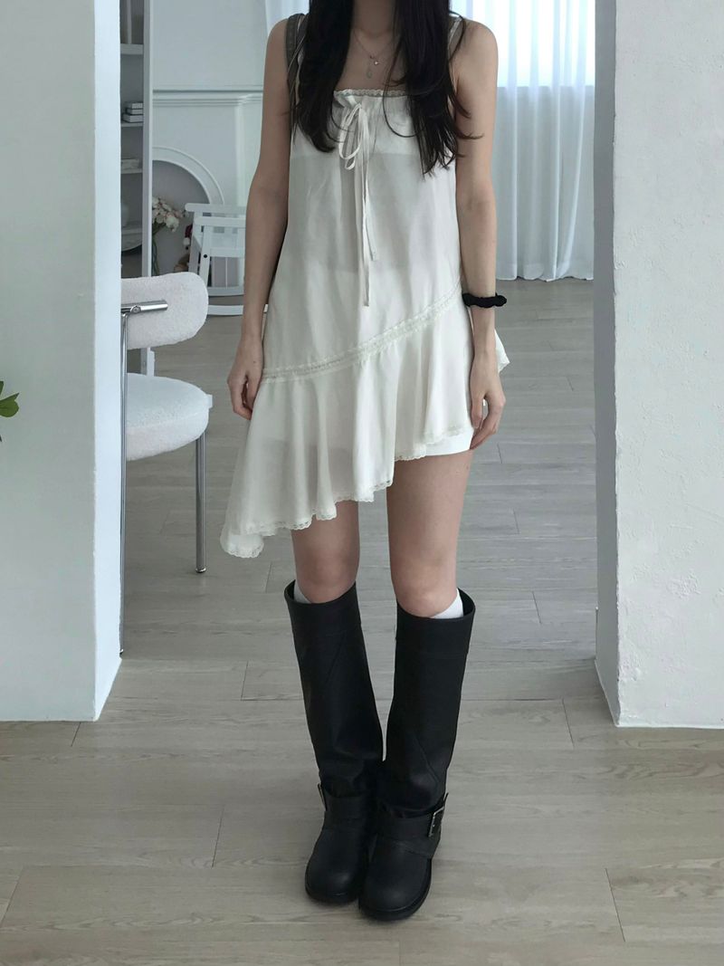Rib Unbalanced Dress (3 colors)