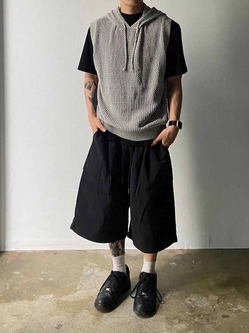 Metal Nylon Cargo Half Pants 3C