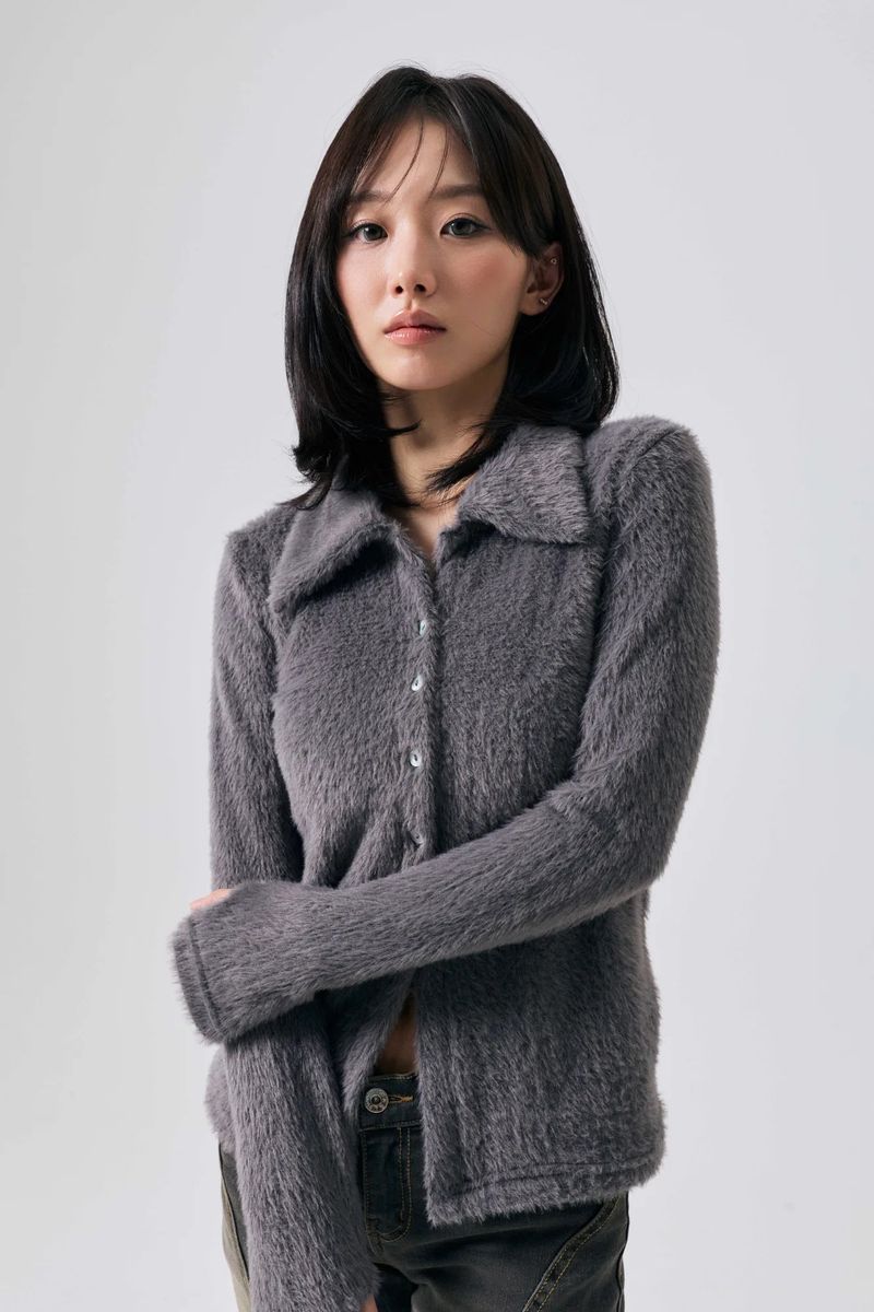  COSMO FUR CARDIGAN / CHARCOAL