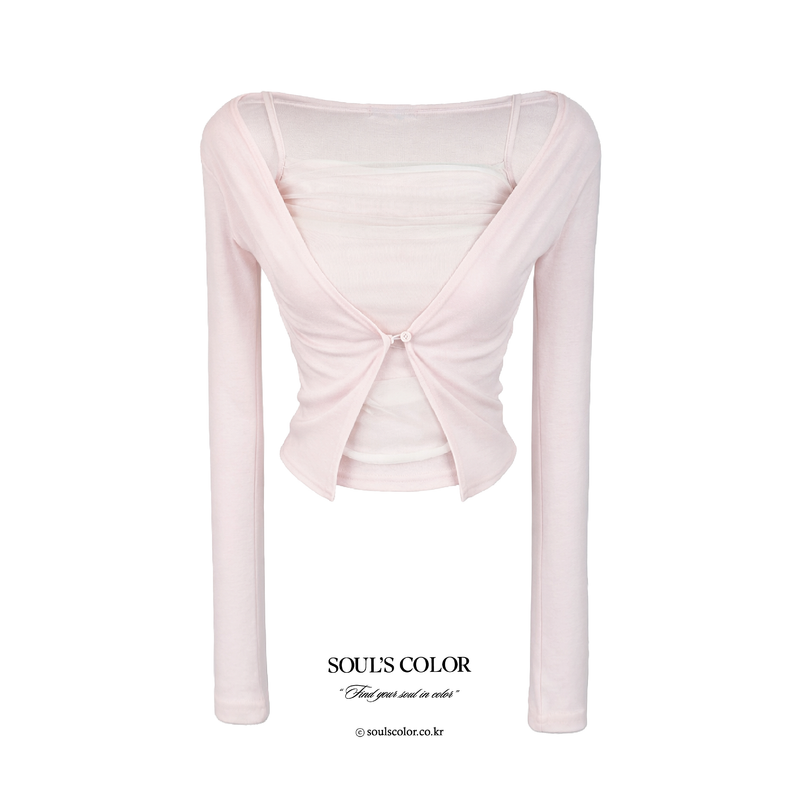 SOUL'S COLOR（ソウルズカラー）の「Lucia sheer layered cardigan top (3color)（Tops）」