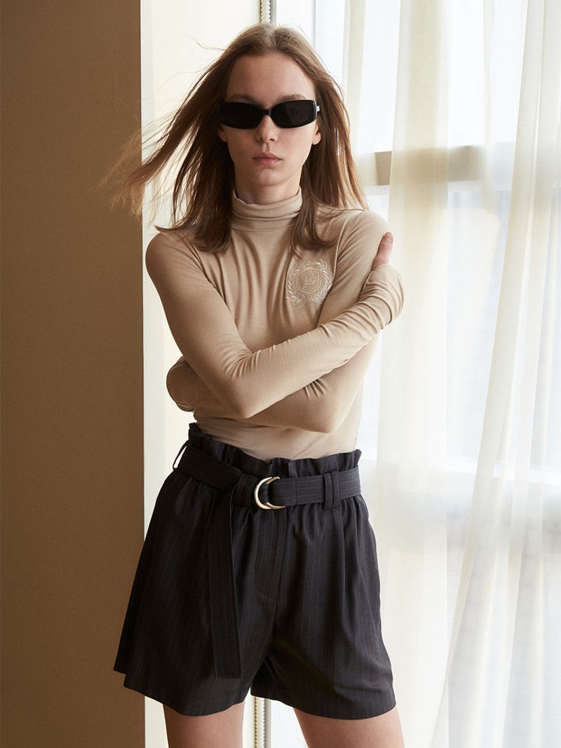 HIGH WAIST BELT BANDING HALF PANTS