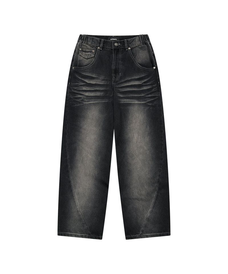 WASHED POCKET DENIM PANTS_BLACK