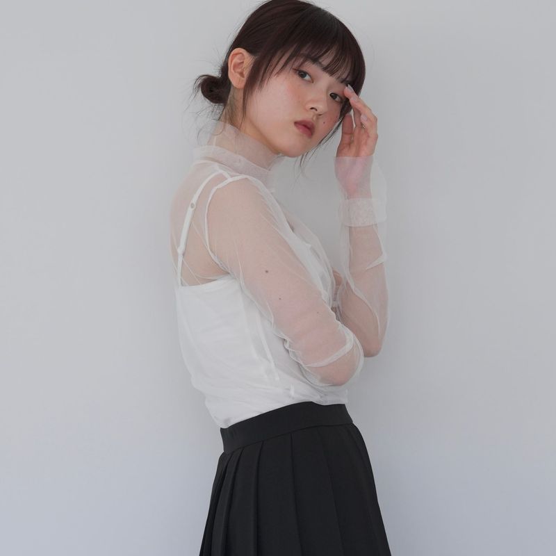 sheer mesh turtleneck