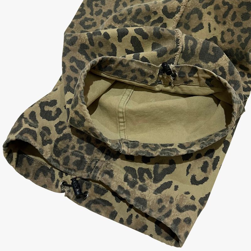leopard grunge wide pants_beige