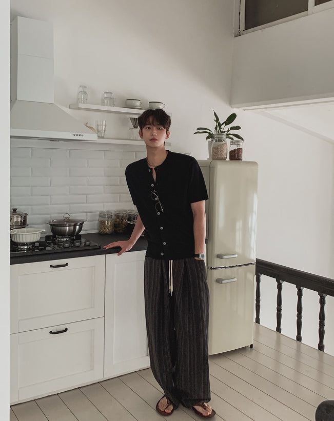 Seilen Stripe Banding Wide Slacks